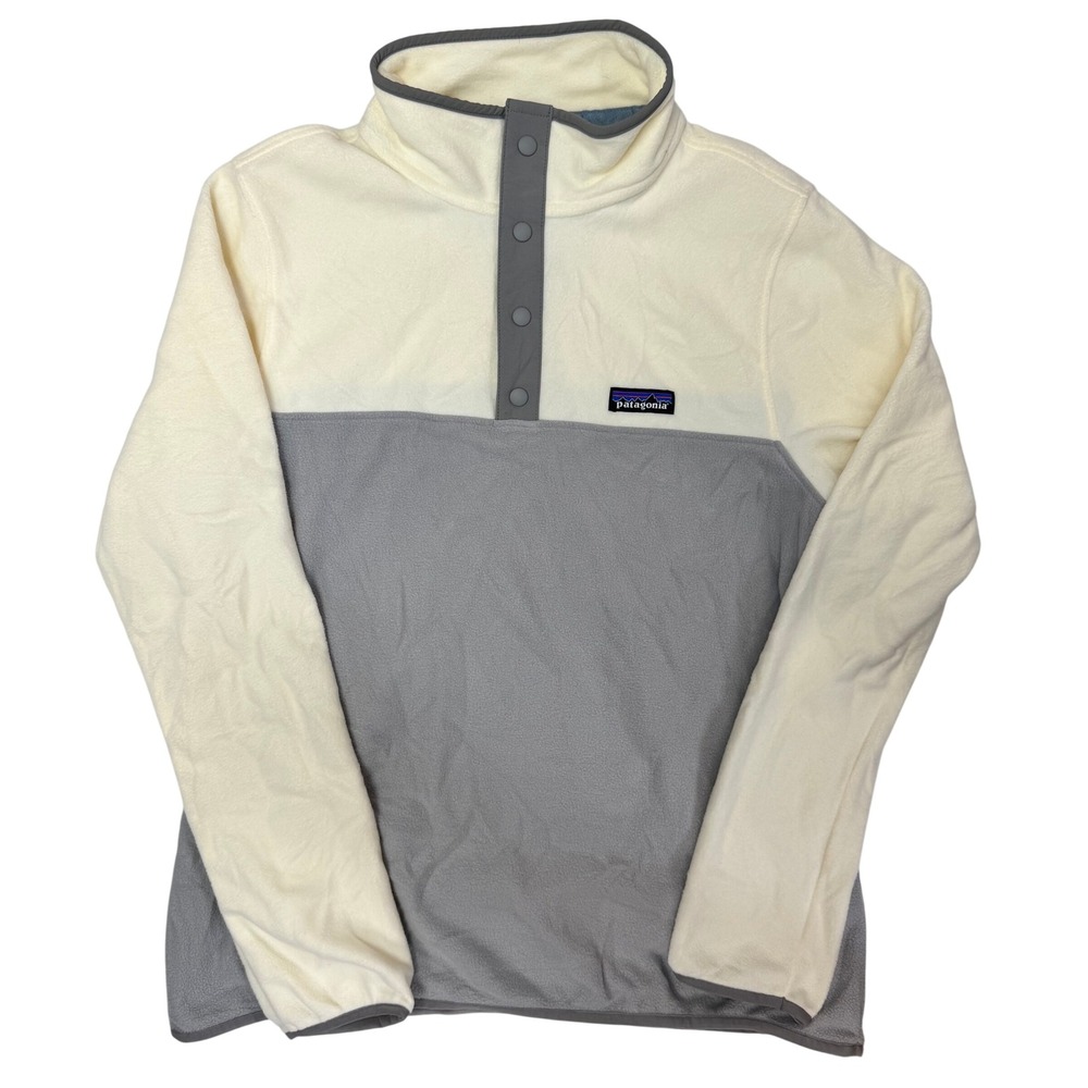 Patagonia Womens Micro D Snap-T Pullover Fleece Cream Grey Medium